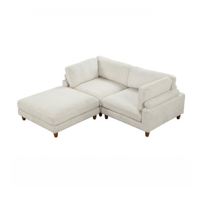 89.4" W Contemporary Sectional, Beige