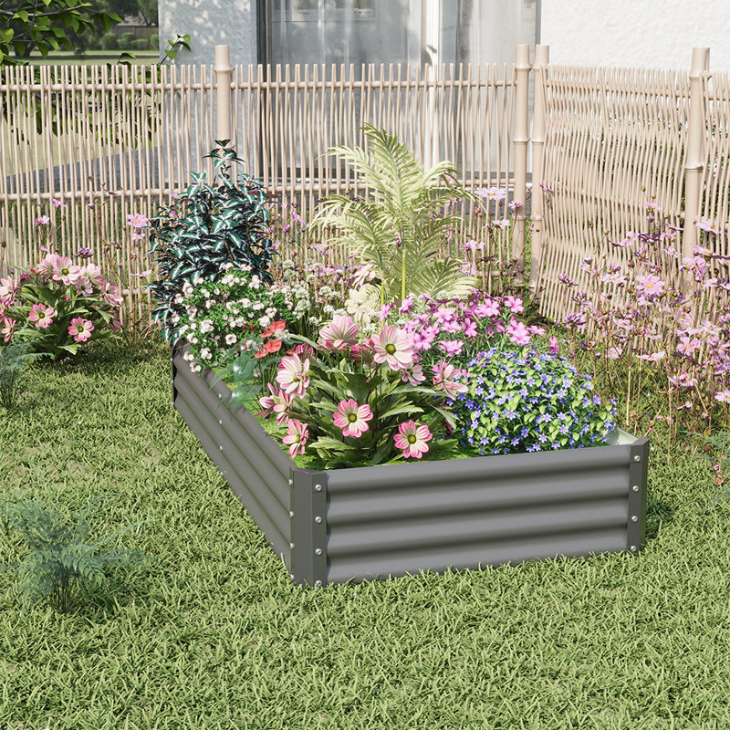 Metal Raised Garden Bed, 30" H x 180" W x 90" D, Grey