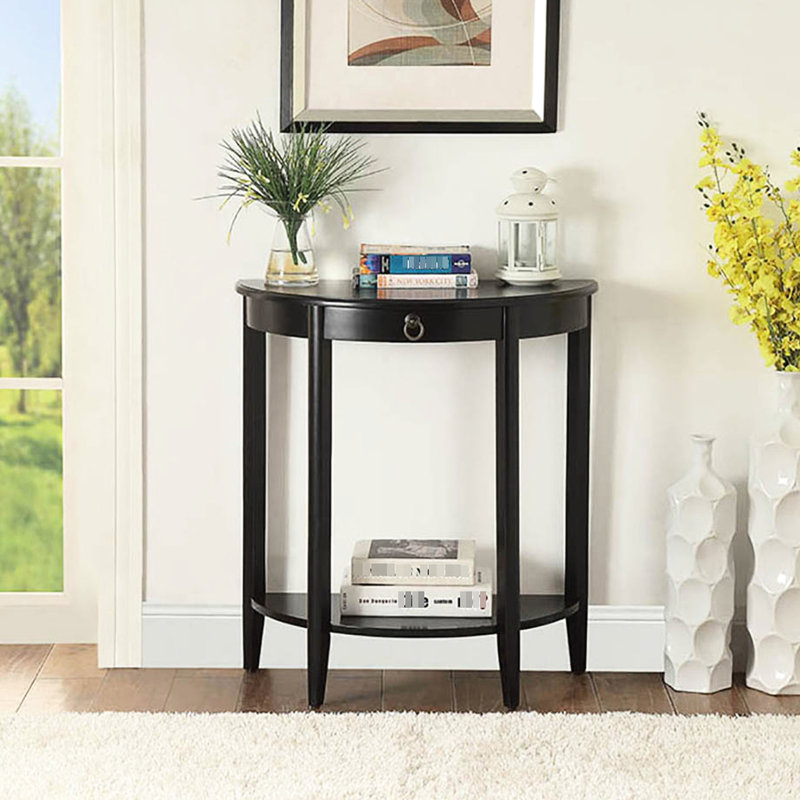 Half-moon Black Console Table - Provides Efficient Storage Space Enhances Room With Solution