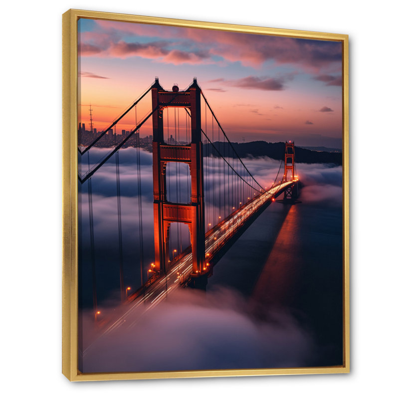 San Francisco Golden Gate Dream I - Californie, art mural, H 32 po x l 16 po x P 1 po, Cadre flottant doré