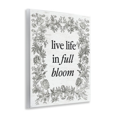 Plaque murale rétro «Life in Full Bloom», design par lettré et doublé