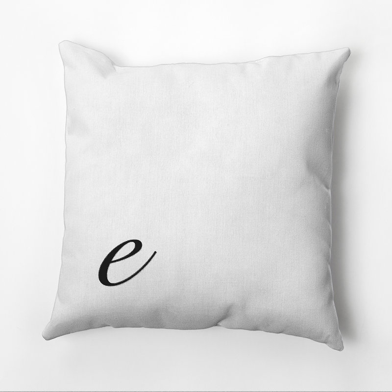 Monogram Design Collection Reversible Throw Pillow, Black, 20"x20", E