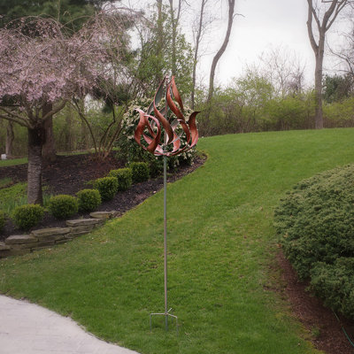 Copper Flame Wind Spinner Kinetic Weather Garden Yard Art Fire Sculpture Decor Copper Flame Wind Spinner Kinetic Weather Garden Yard Art Fire Sculpture Decor