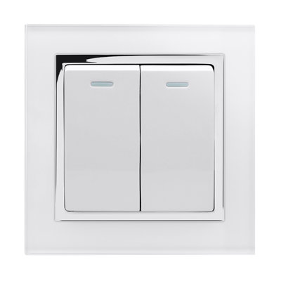 Crystal CT 2 Gang Rocker Light Switch  Black