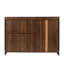 Buffet avec 2 portes coulissantes en verre rayé, armoire de rangement de comptoir autoportante