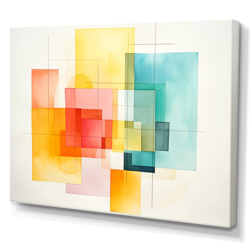 Multicolor Cubes Patterns I - Geometric Wall Art, Wrapped Canvas, 34" H x 44" W x 1.5" D