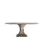 Table de salle à manger pour 6 à 8 personnes, forme rectangulaire, profondeur de 71 pouces, fabrication en pierre frittée et en acier inoxydable, table moderne facile à assembler, 71 po x 35,4 po, hauteur 30 po, base noire, pierre, peau