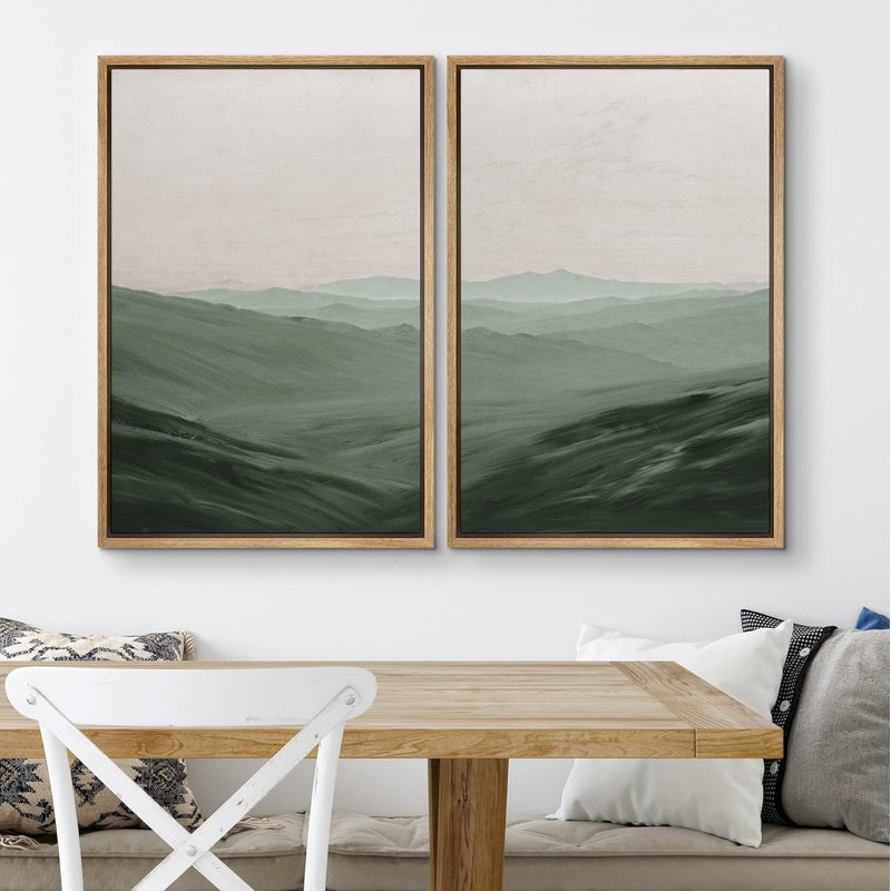 «Pastel Watercolor Geometric Landscape», 2 pièces, Naturel, H 36 po x l 24 po