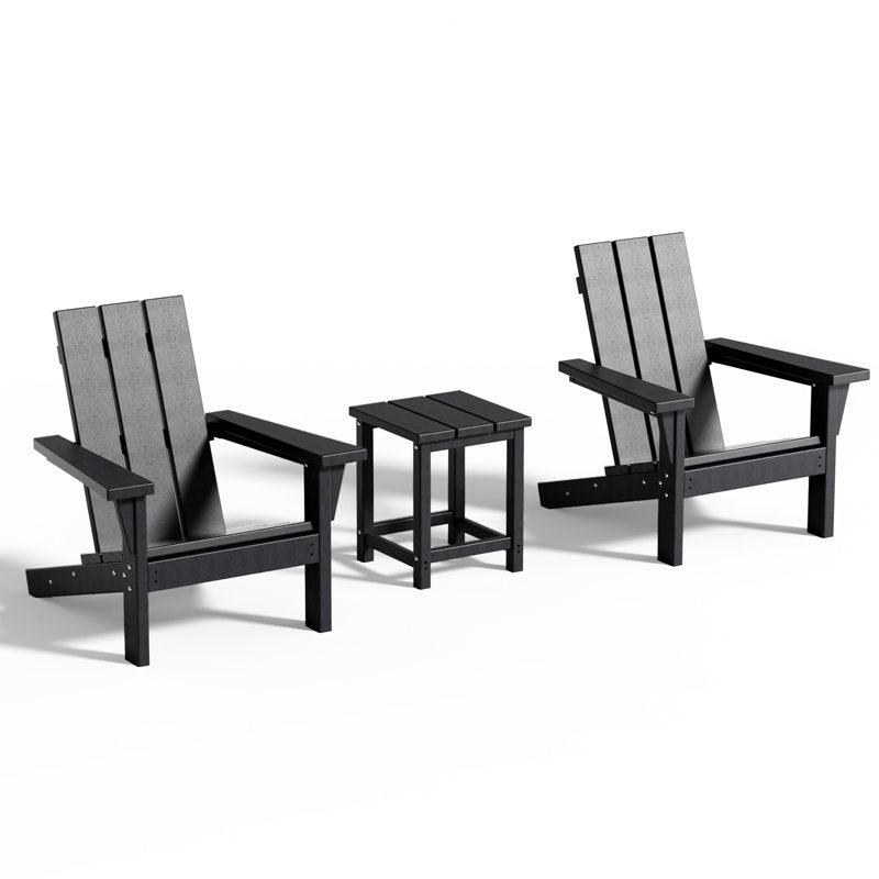 Ensemble de chaises Adirondack en PEHD toutes saisons, Noir mat