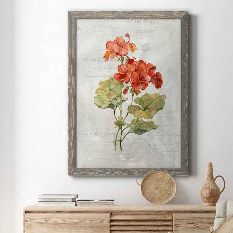 Lin géranium - peinture sur toile encadrée, Gris, H 24 po x l 18 po x P 1,5 po