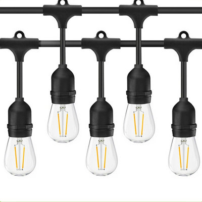 Ener J Outdoor LED Festoon String Lights 48ft 15 Bulbs Warm White IP65