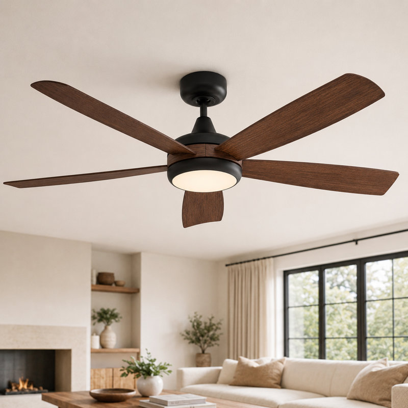 52" 5-Blade Smart Ceiling Fan with Light, WiFi/APP/Voice/Remote, 6 Speed High Airflow Low Noise DC Motor Reversible Airflow