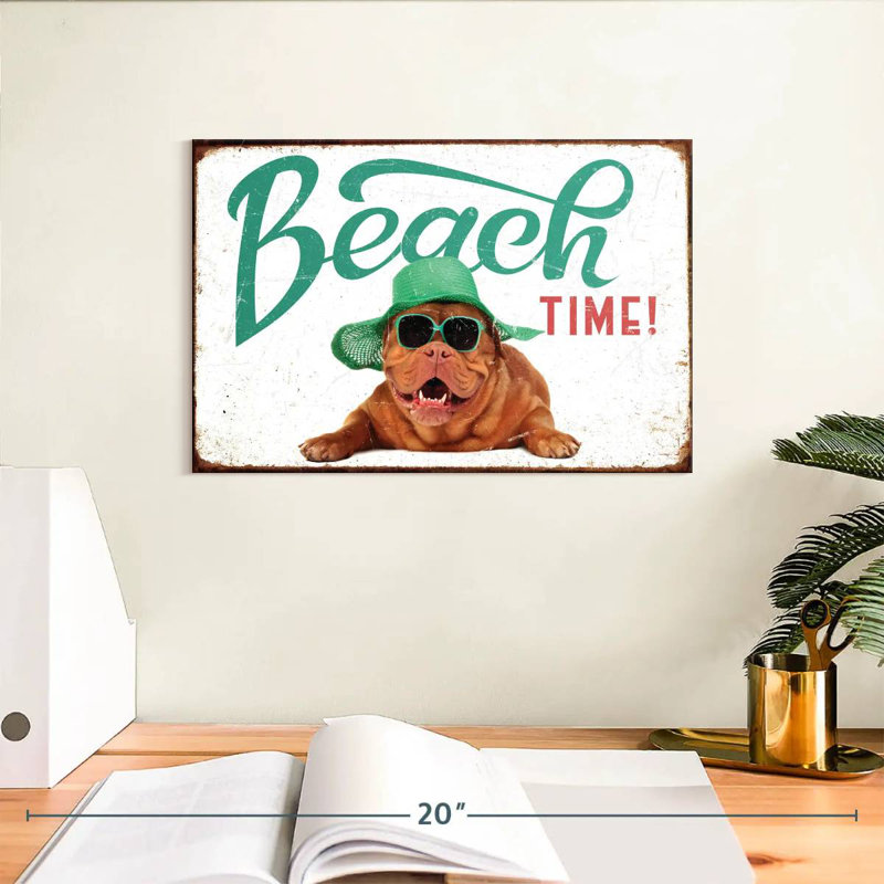 Chien prêt pour la plage, H 8 po x l 12 po