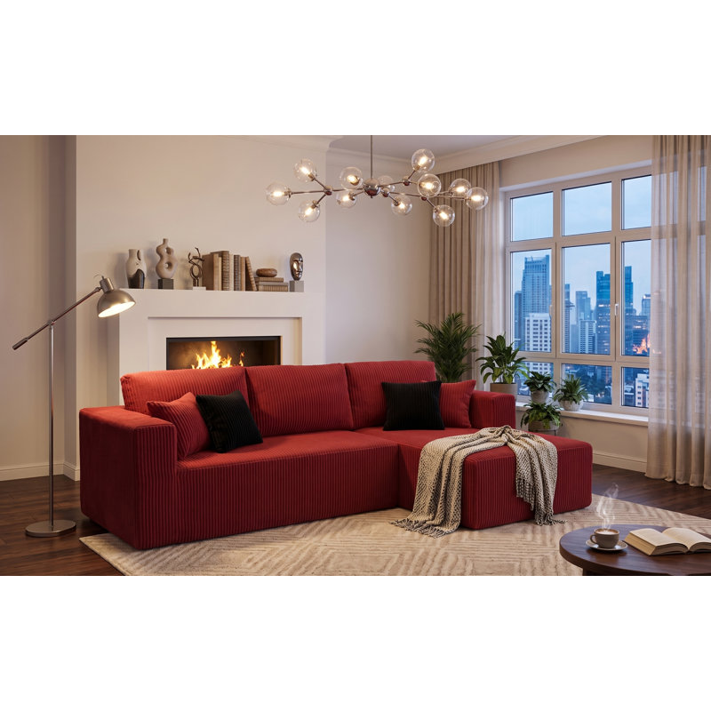 Fogshire Boneless Sectional, Right Hand Facing, Red