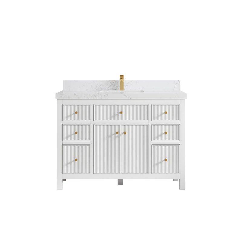48 po X P 22 po Meuble-lavabo simple en D blanc