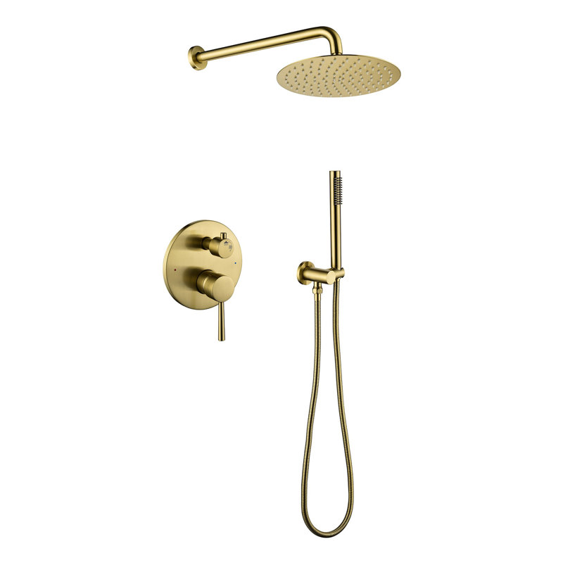 Matte Black Large Round Rainfall Shower System with Handheld
