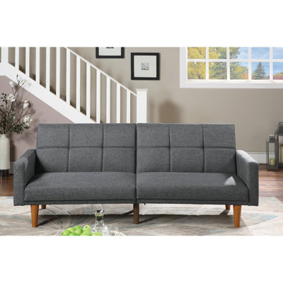 Modern Sofa Transitional Look Living Room Sofa Couch Convertible Bed  Polyfiber 1Pc Tufted Sofa Cushion Wooden Legs