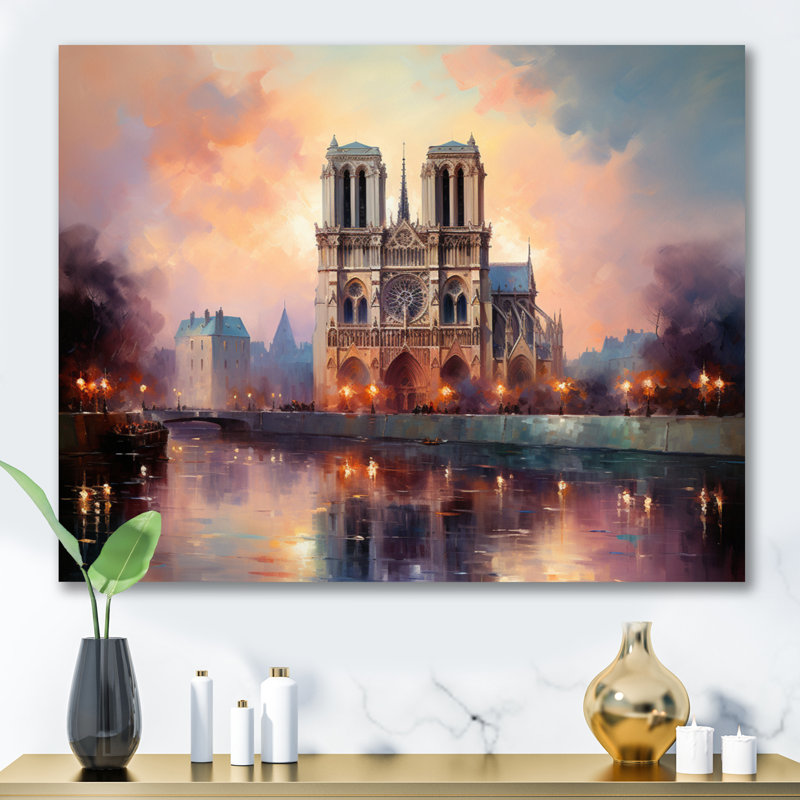 The Normandy Cathedral By Claude III - Spiritual Wall Art Living Room, H 34 po x l 44 po x P 1,5 po, Toile tendue