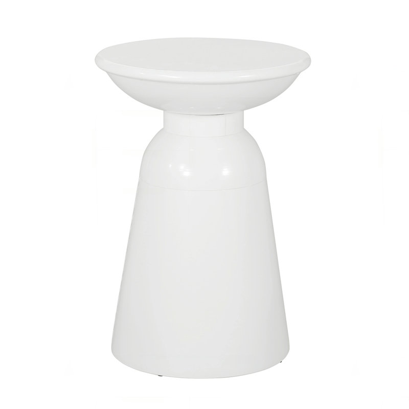 Outdoor Metal End table, White