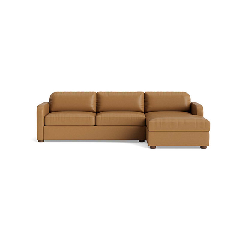 Archie Leather Sofa with Chaise (105"), Chaise on Right, Leather - Butterscotch