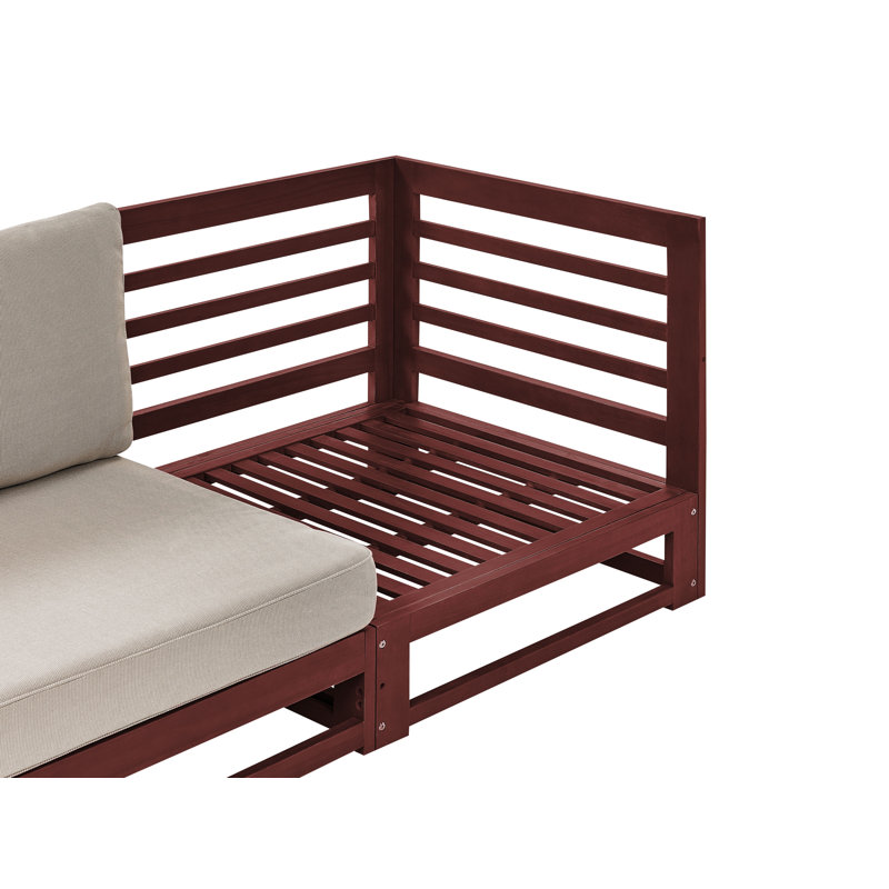 Aizel 235cm Wide Patio Sofa with Cushions, Mahogany Brown