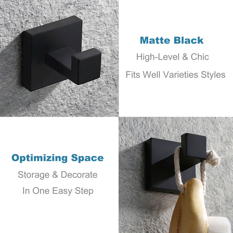 Wall Mounted Towel Hook, Matte Black