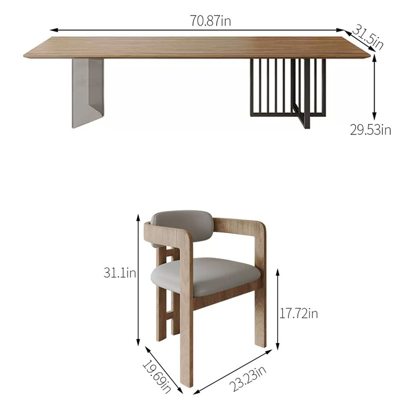 Ensemble de salle à manger rectangulaire,  H 29,53 po x l 31,5 po x L 70,87 po