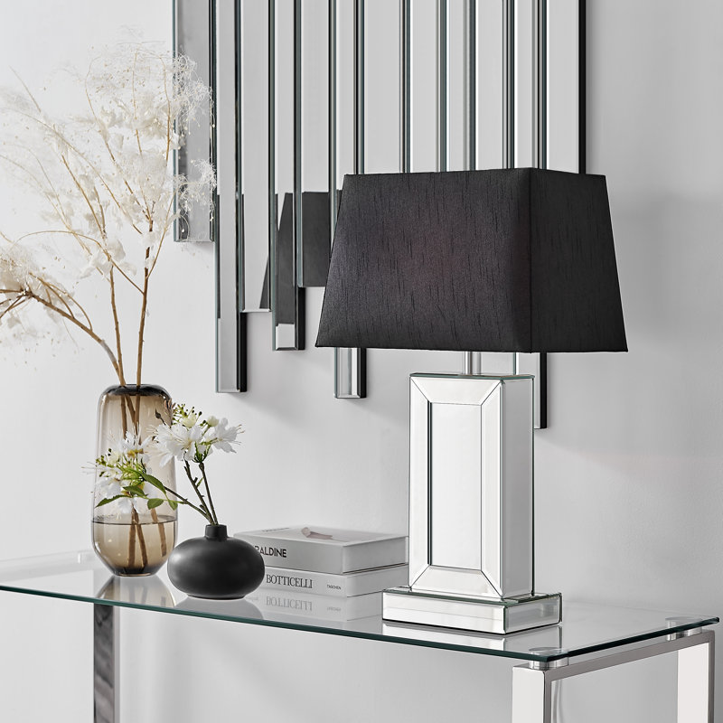 Aarzo Mirror & Shade Table Lamp Light (Including Bulb), Black
