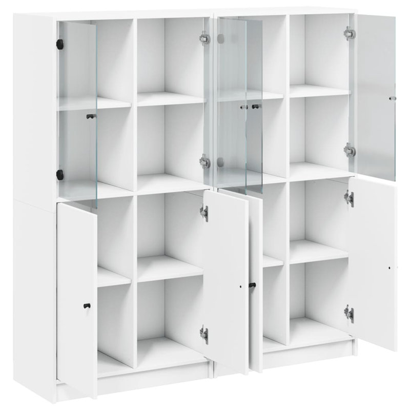 Matana Standard Bookcase, White, 142cm H x 136cm W x 37cm D