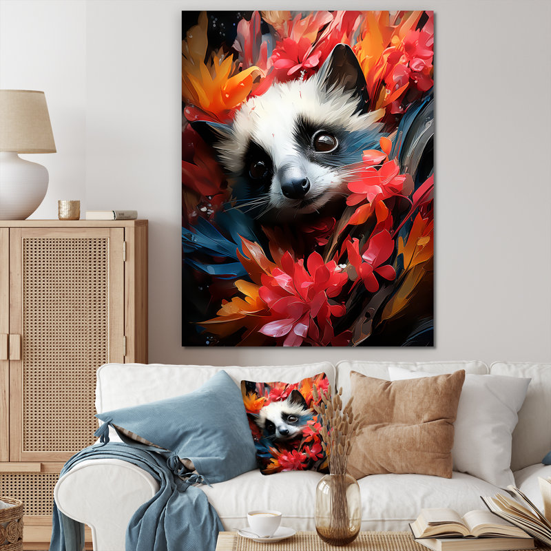 Rose et blanc floral suricate Portrait - art mural Meercat, Toile tendue, H 32 po x l 24 po