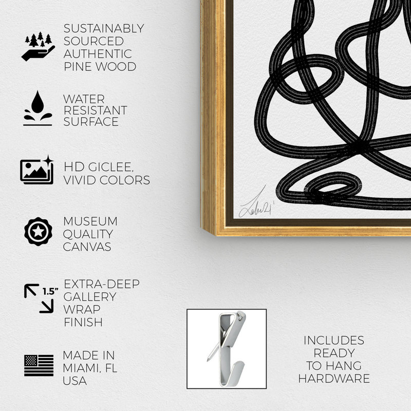Million Ways - Impression sur toile, H 36 po x l 24 po, Toile avec cadre doré, Noir