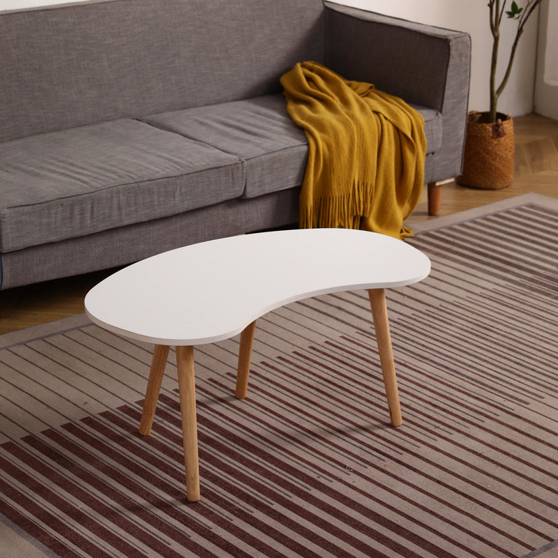 Table à la mode en forme d'écrou, 35 po x 21 po, pieds en bois massif, blanc et chêne, installation sans effort, décoration de table basse à motif de noix fraîche avec une structure solide de 34,1 po x 20,91 po, facile à construire et adaptée à divers espaces