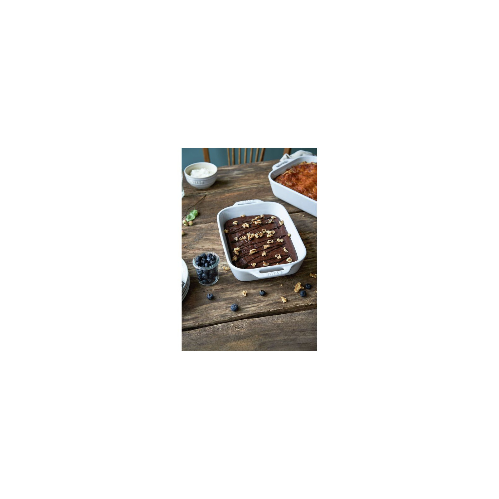 Ceramique Rectangular Baking Dish Set 2 Piece, White