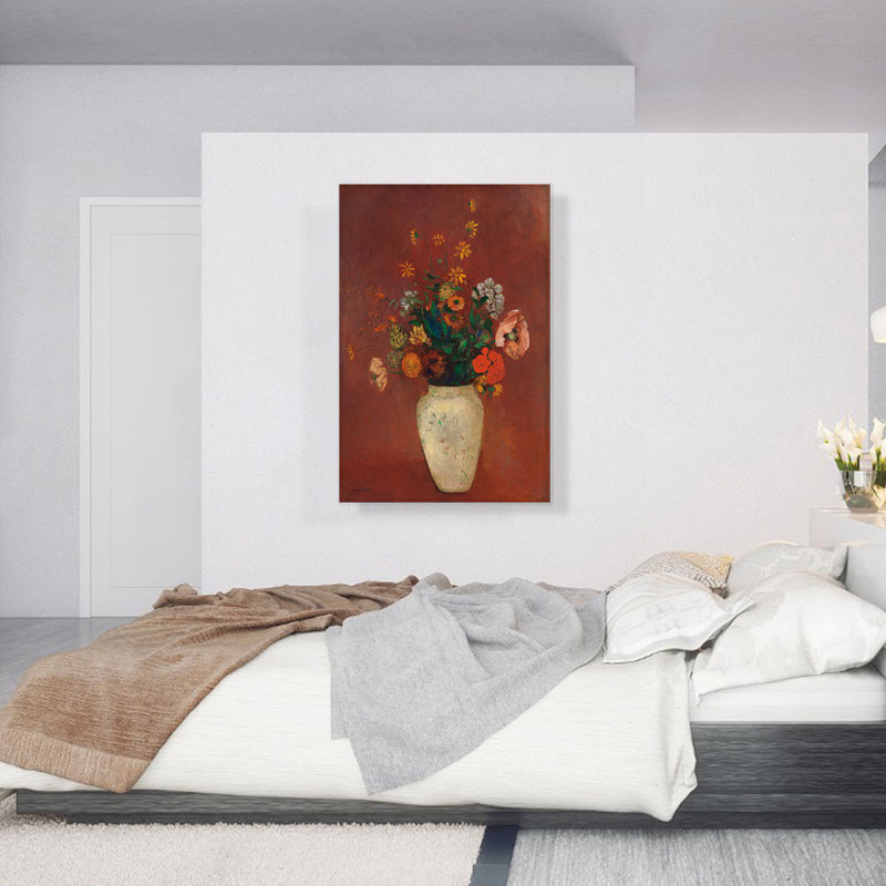 "Bouquet dans un vase chinois" par Odilon Redon - reproduction d'art sur toile tendue, H 40 po x l 26 po x P 1,5 po