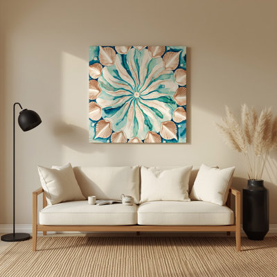 Coastal Shell Mandala Deluxe Brown Metal Wall Art