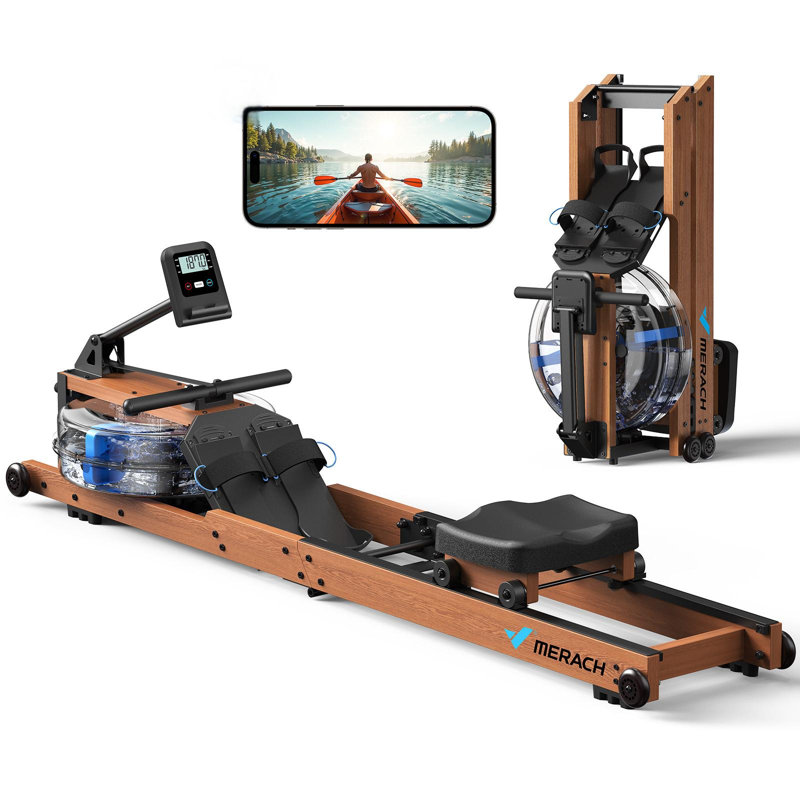 MERACH Water Rowing Machine, Foldable, 400 LBS Capacity with Monitor and Free App