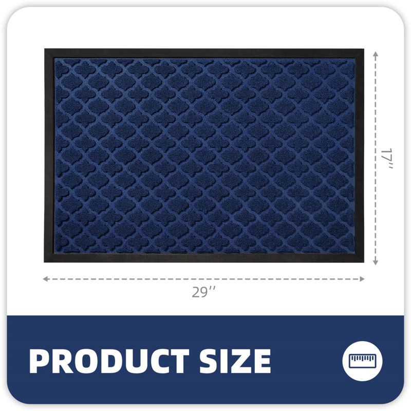 Non-Slip Outdoor Door Mat, Blue, 17.5'' W x 29.5'' L