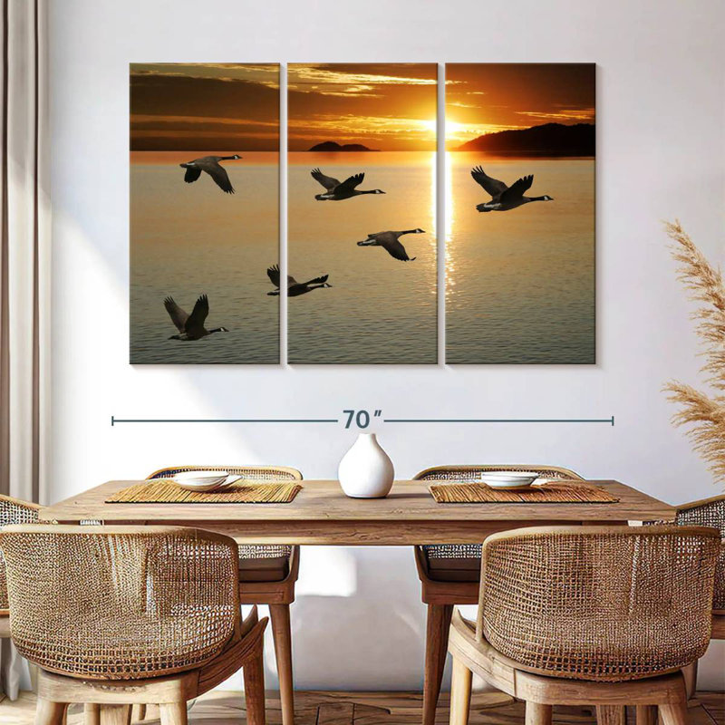 Brampt Sunset Geese Flight, 42" H x 65" W