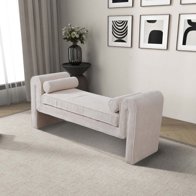 Banc Regent en chenille crème