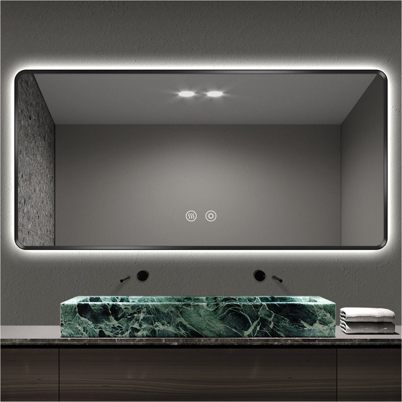 Backlit LED Bathroom Vanity Mirror, 36” x 60”, Black