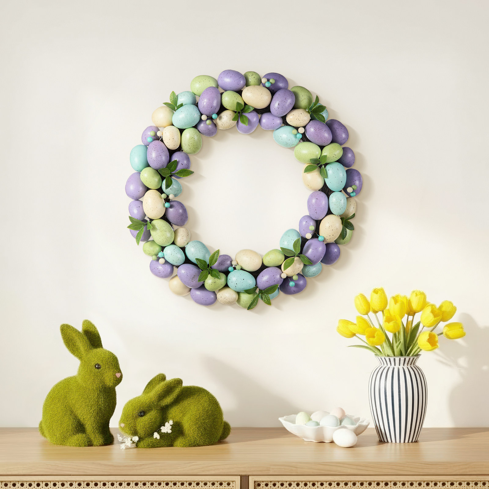 18" D Easter Purple Hue Eggs Wreath