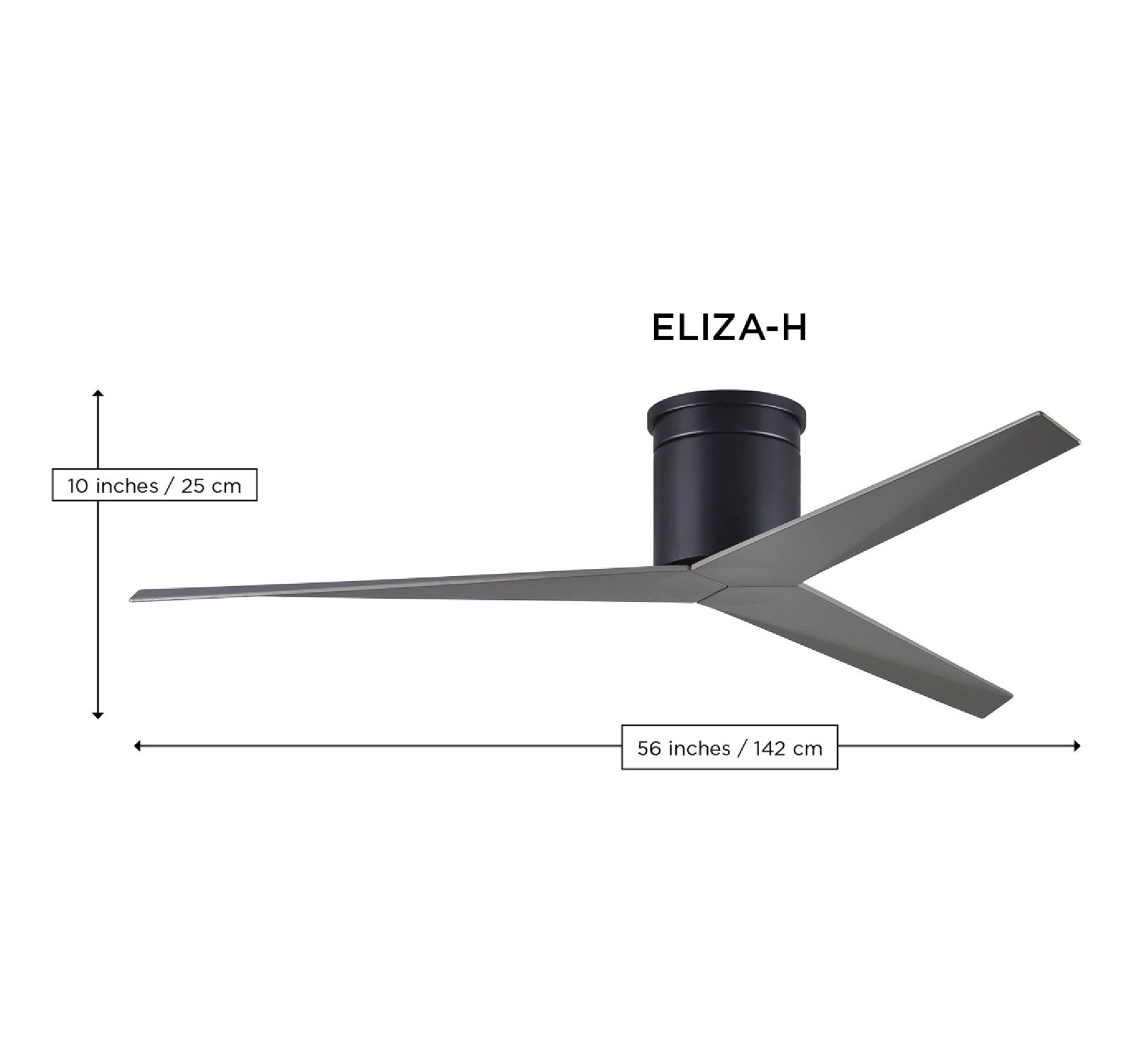 56'' 3 Blade Ceiling Fan, Matte Black, Matte Black