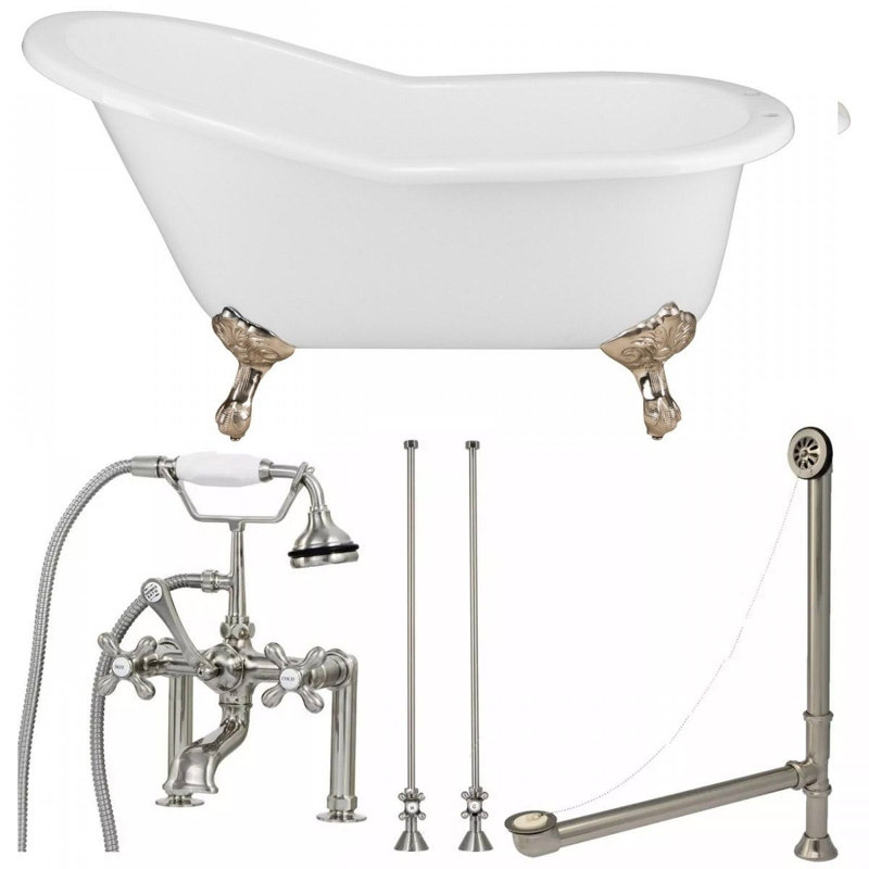 x Freestanding Bathtub, Brushed Nickel, Brushed Nickel