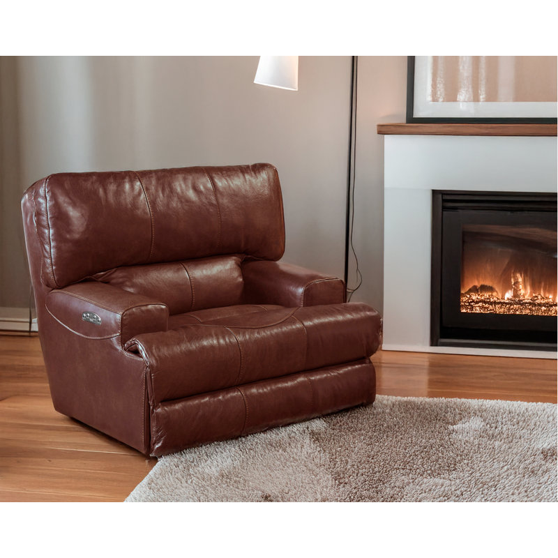 Fauteuil inclinable électrique en cuir véritable de 50 po de largeur