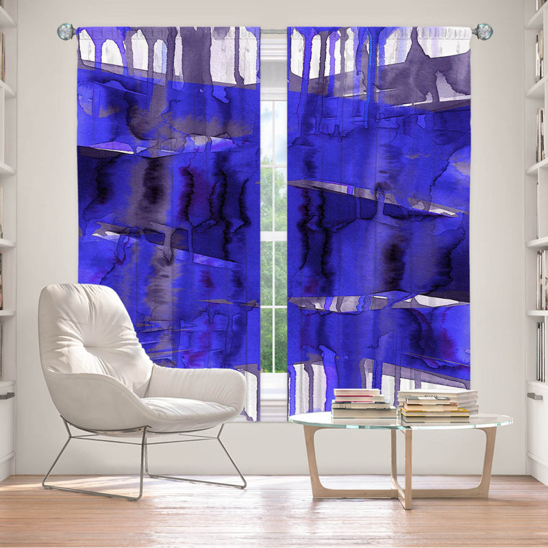 Jemine Room Darkening Curtain Pair, 40" W x 52" L, Electric Blue