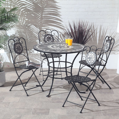 Arlyss 4 - Person Steel Patio Dining Set Round Table