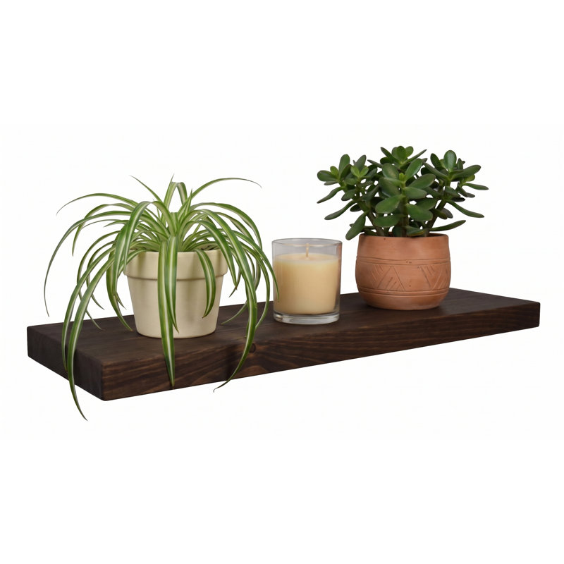 Pine Floating Shelf, 2" H x 36" W x 12" D, Mocha