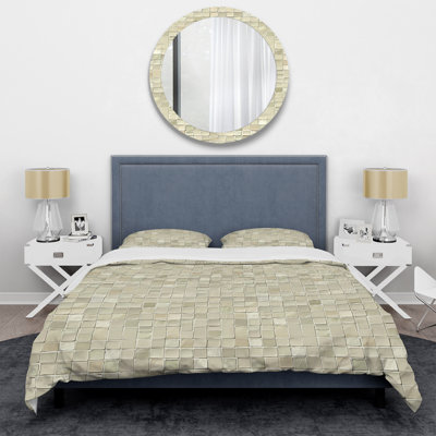Ivory Modern Mosaic Tile - Modern Duvet Cover Set