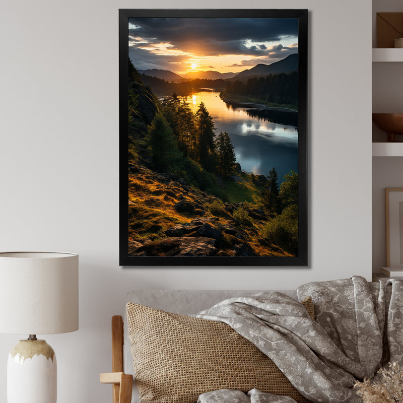 Oregon River Landscape II " Oregon River Landscape II ", Black Picture Framed, 44" H x 34" W x 1.5" D