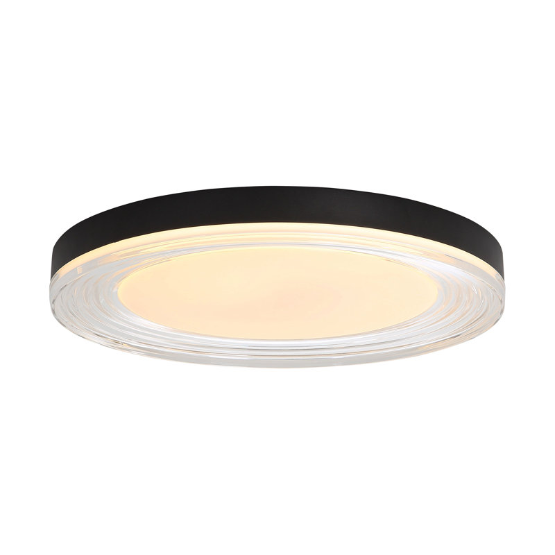 Plafonnier encastré Ondulada , Sable, noir, Verre transparent, H 1,63 po x l 19,75 po x P 19,75 po